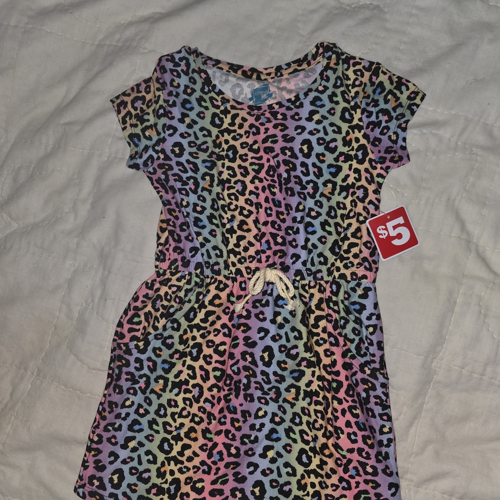 Rainbow Leopard Print Kids Dress